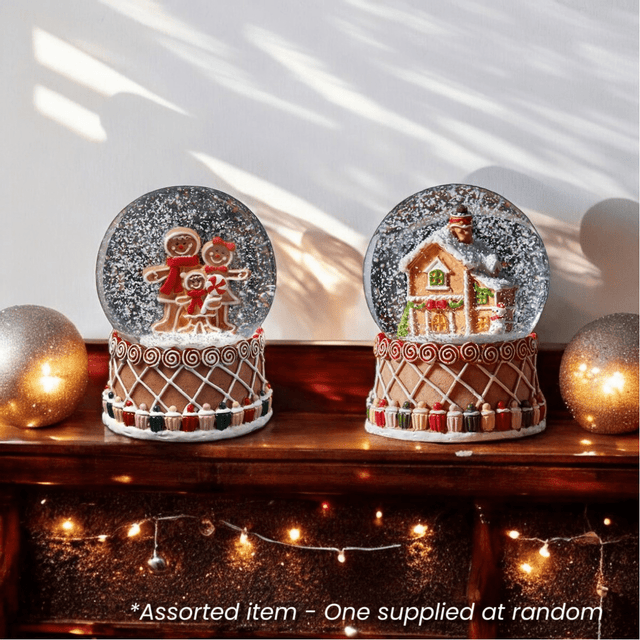 6cm Gingerbread SnowSphere - One Supplied* - XMAS CERAMIC WOOD RESIN GLASS ORNAMENTS - Beattys of Loughrea