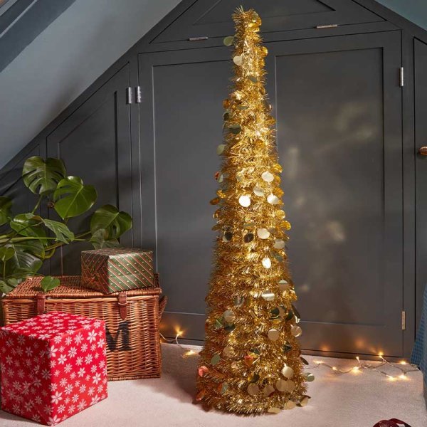 Pop - Up Gatsby Tree 1.5m - Gold - XMAS TREE PRELIT & POPUP - Beattys of Loughrea