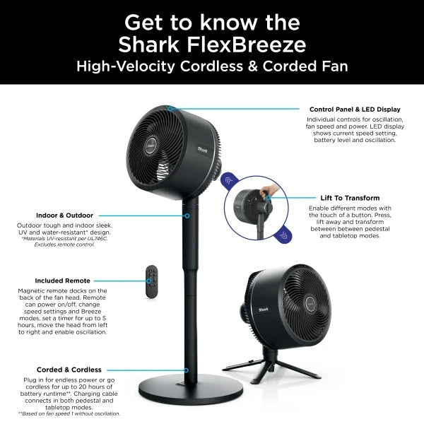 Shark FlexBreeze Portable Fan FA220UK - FANS - Beattys of Loughrea