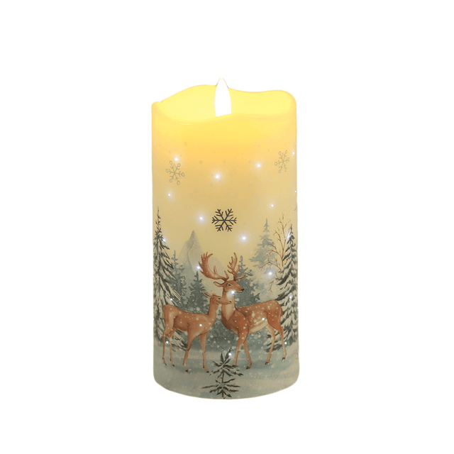 LED Reindeers Twinkling Candle 15cm - BATTERY LED CANDLES - Beattys of Loughrea