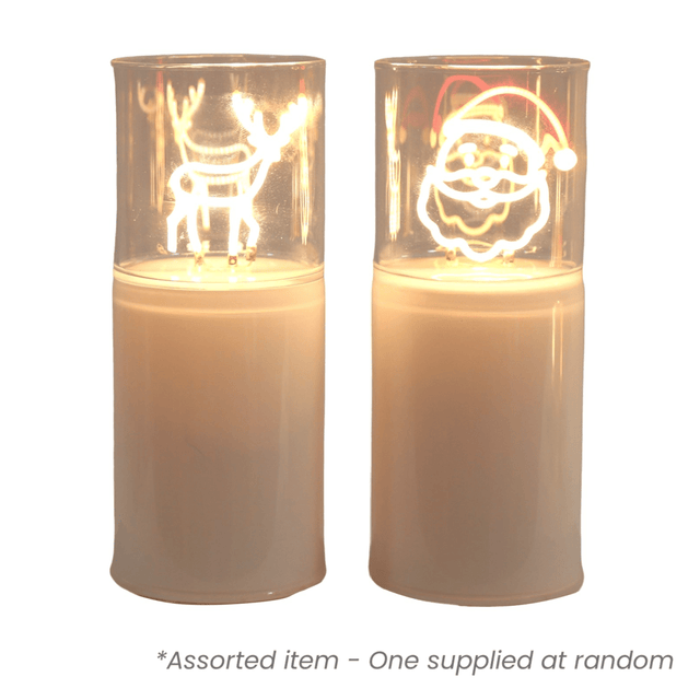 LED Reindeer / Santa Decoration 17cm - One Supplied* - BATTERY LED CANDLES - Beattys of Loughrea