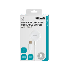 Deltaco Apple Watch Charger USB-C 1m - White