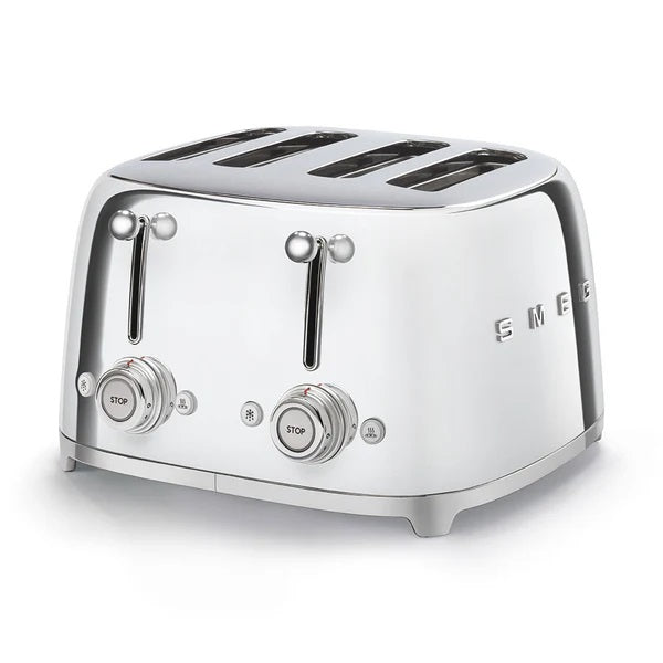 Smeg 50's Retro Style 4 Slice Polished Stainless Steel Toaster