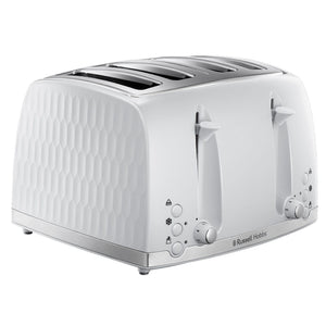Russell Hobbs Honeycomb 4 Slice White Toaster 26070 - TOASTERS - Beattys of Loughrea