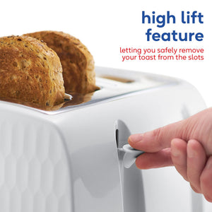 Russell Hobbs Honeycomb 4 Slice White Toaster 26070 - TOASTERS - Beattys of Loughrea