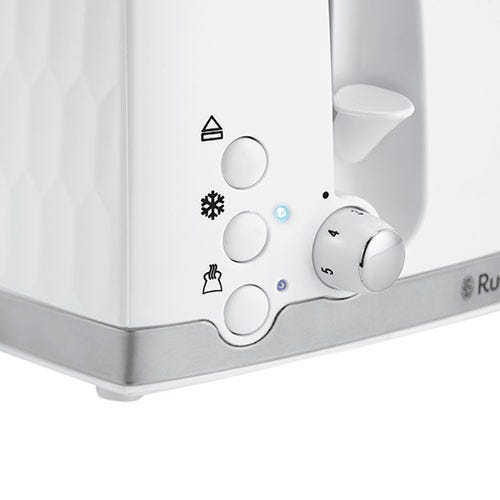 Russell Hobbs Honeycomb 4 Slice White Toaster 26070 - TOASTERS - Beattys of Loughrea