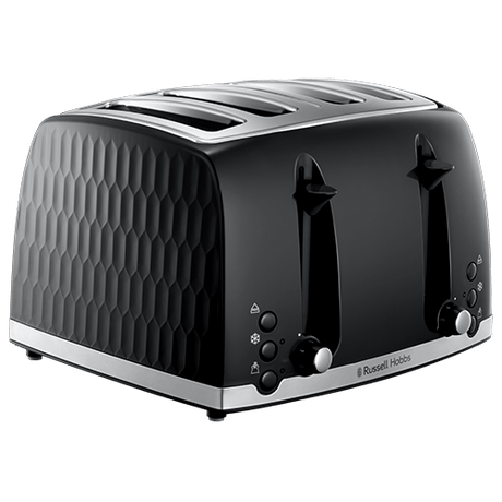 Russell Hobbs Honeycomb 4 Slice Black Toaster 26071 - TOASTERS - Beattys of Loughrea