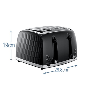 Russell Hobbs Honeycomb 4 Slice Black Toaster 26071 - TOASTERS - Beattys of Loughrea