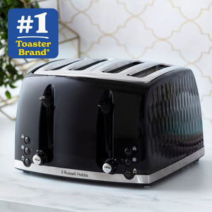 Russell Hobbs Honeycomb 4 Slice Black Toaster 26071 - TOASTERS - Beattys of Loughrea