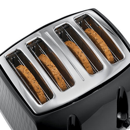 Russell Hobbs Honeycomb 4 Slice Black Toaster 26071 - TOASTERS - Beattys of Loughrea