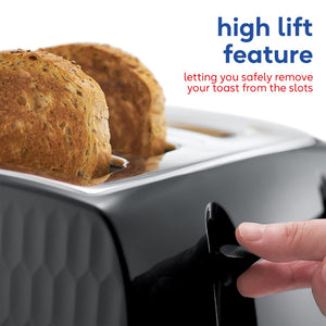 Russell Hobbs Honeycomb 4 Slice Black Toaster 26071 - TOASTERS - Beattys of Loughrea