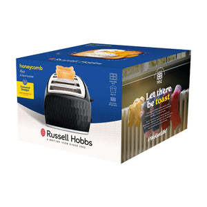 Russell Hobbs Honeycomb 4 Slice Black Toaster 26071 - TOASTERS - Beattys of Loughrea