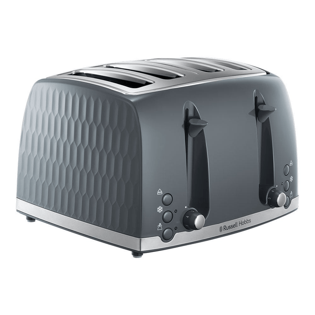 Russell Hobbs Honeycomb 4 Slice Grey Toaster 26073 - TOASTERS - Beattys of Loughrea
