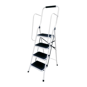 ProPlus 4 Tread Step Stool with Handrail White - STEPLADDER - Beattys of Loughrea