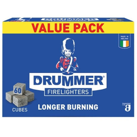 Drummer Firelighters Block 60 Pack Value Pack - ACCS - FIRELIGHTER,LOGS,FIRE STARTERS - Beattys of Loughrea