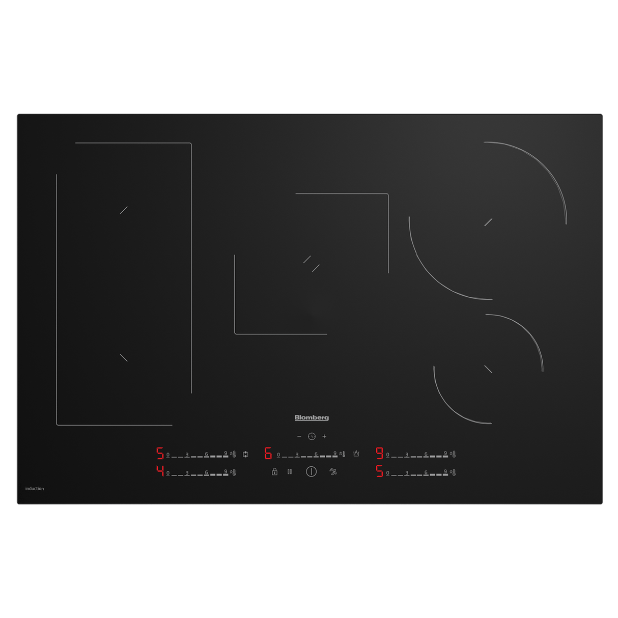 Blomberg 80cm 5 zones Cook Sensor Induction Hob Black | MIX55487N - HOBS FULL SIZE 4+ RINGS - Beattys of Loughrea