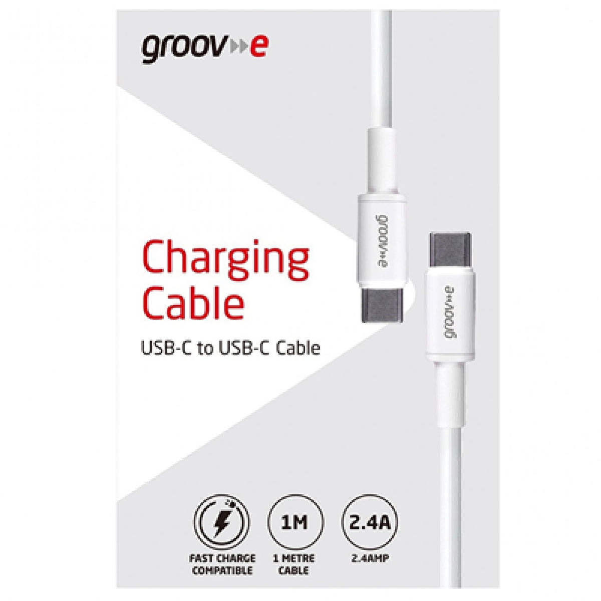 Groov-e USB-C to USB-C Cable 1m - White - LEADS - Beattys of Loughrea