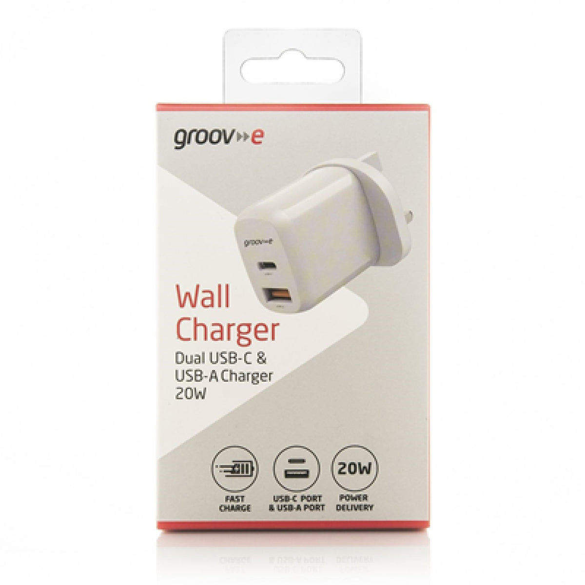 Groov-e Dual USB-A & USB-C Mains Charger - White - USB PC ACCESSORIES - Beattys of Loughrea