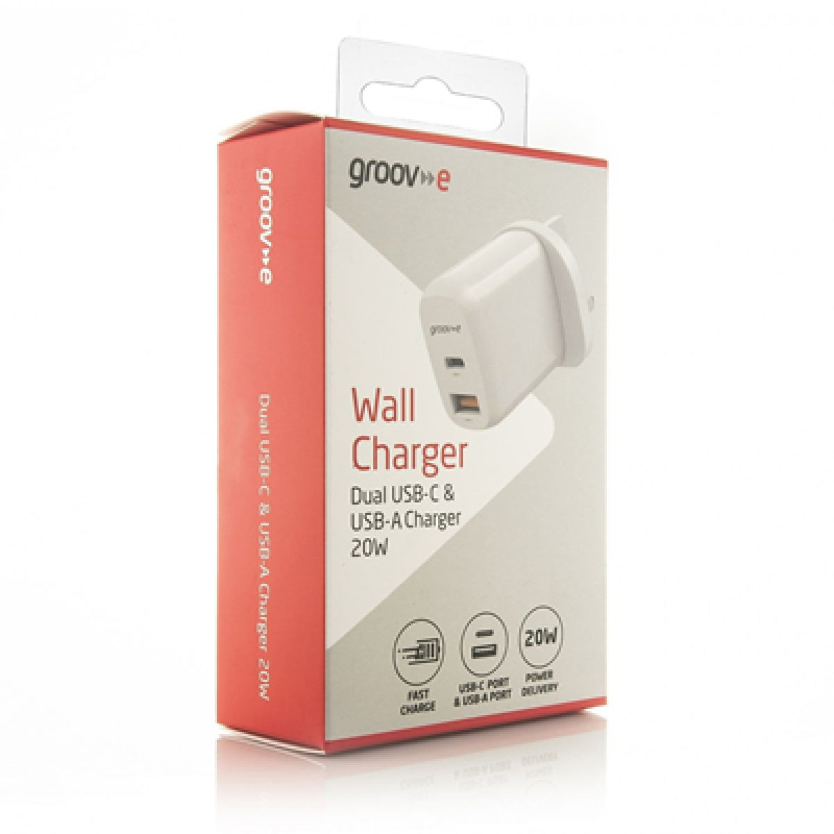 Groov-e Dual USB-A & USB-C Mains Charger - White - USB PC ACCESSORIES - Beattys of Loughrea