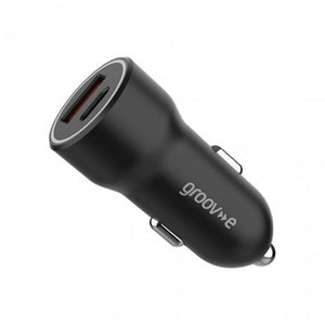 Groov-e Dual USB-C & USB-A Car Charger - Black - USB PC ACCESSORIES - Beattys of Loughrea
