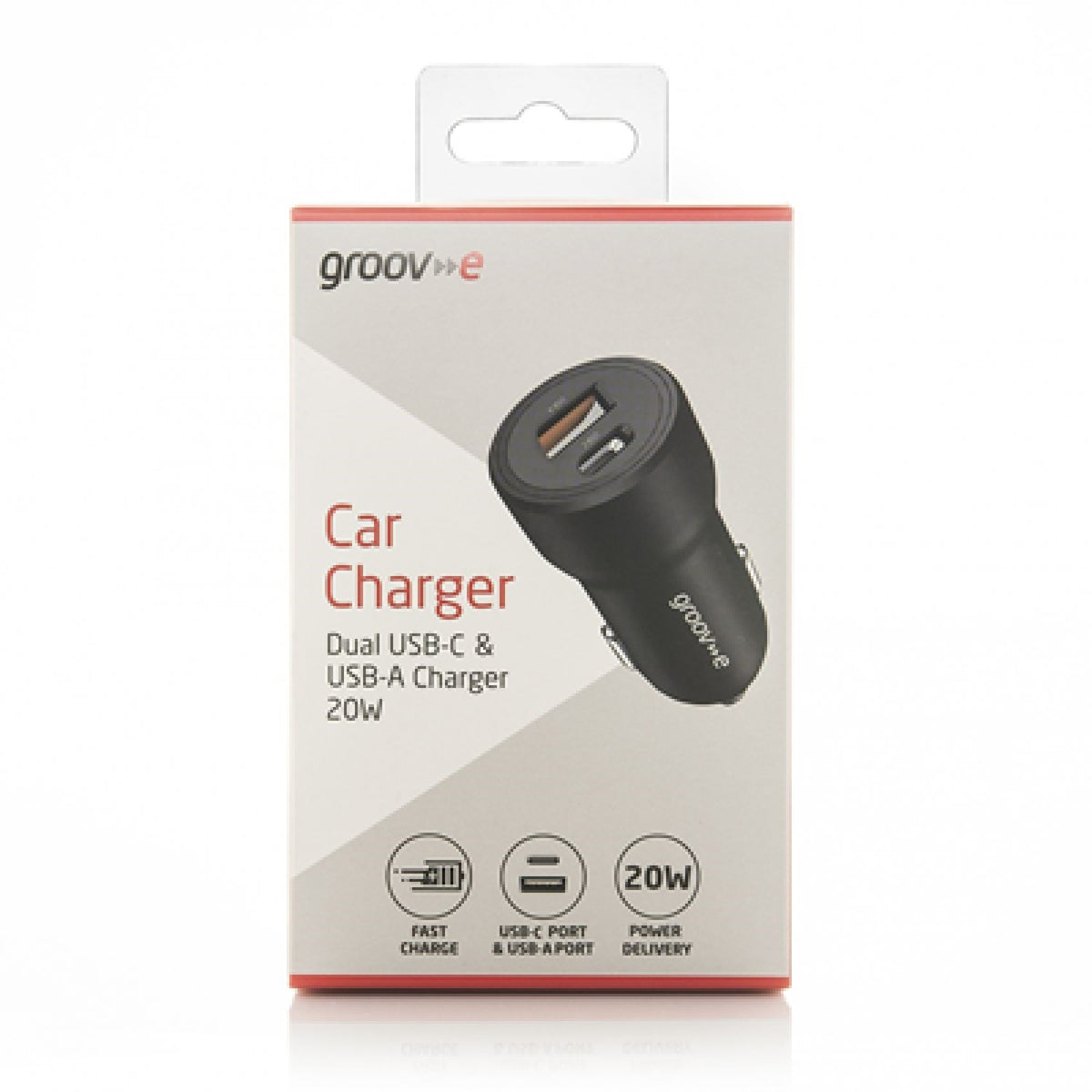 Groov-e Dual USB-C & USB-A Car Charger - Black - USB PC ACCESSORIES - Beattys of Loughrea