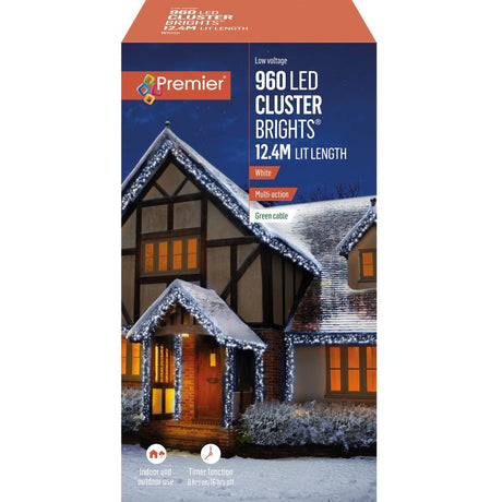 960 Led Multi | Action Clusterbrights With Timer | White - XMAS LIGHTS LED - Beattys of Loughrea