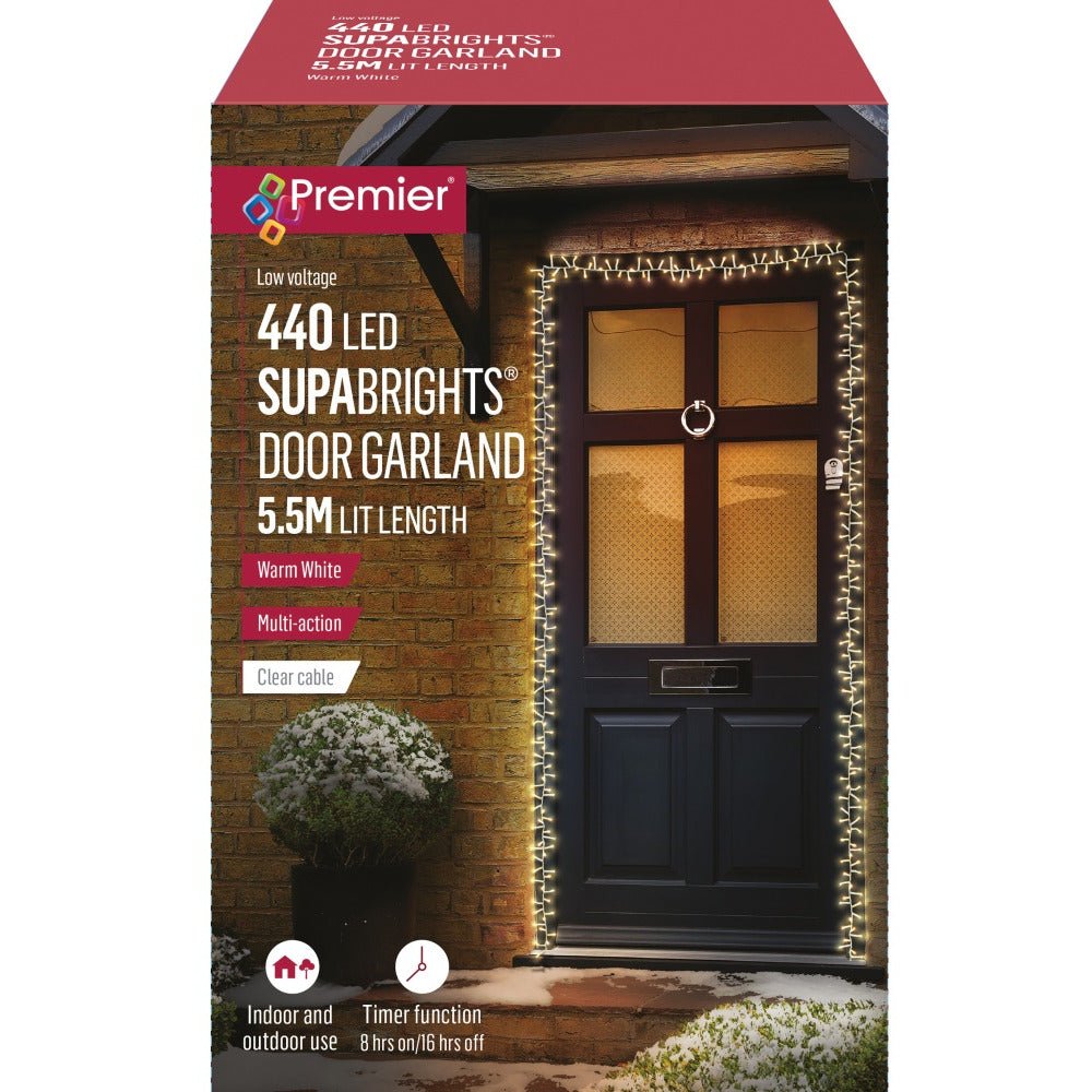 440 Led Supabrights Door Garland 5.5M | Warm White - XMAS BATTERY OPERATED LIGHTS - Beattys of Loughrea