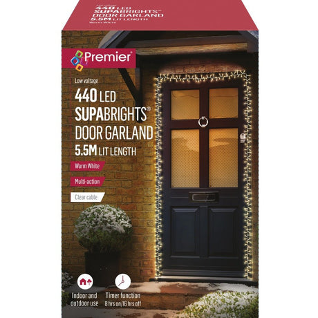 440 Led Supabrights Door Garland 5.5M | Warm White - XMAS BATTERY OPERATED LIGHTS - Beattys of Loughrea