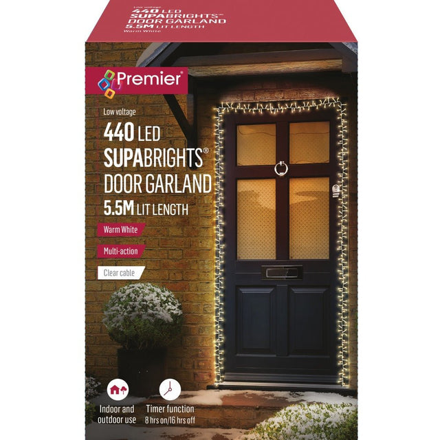 440 Led Supabrights Door Garland 5.5M | Warm White - XMAS BATTERY OPERATED LIGHTS - Beattys of Loughrea