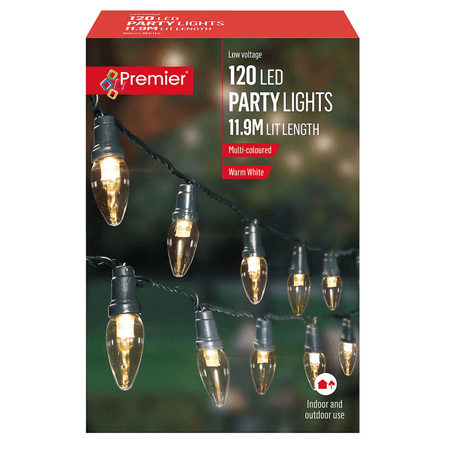 Premier 120 Large LED Multi - Action Party Lights – Warm White - LED STRING DECO LIGHTS (NOT XMAS) - Beattys of Loughrea