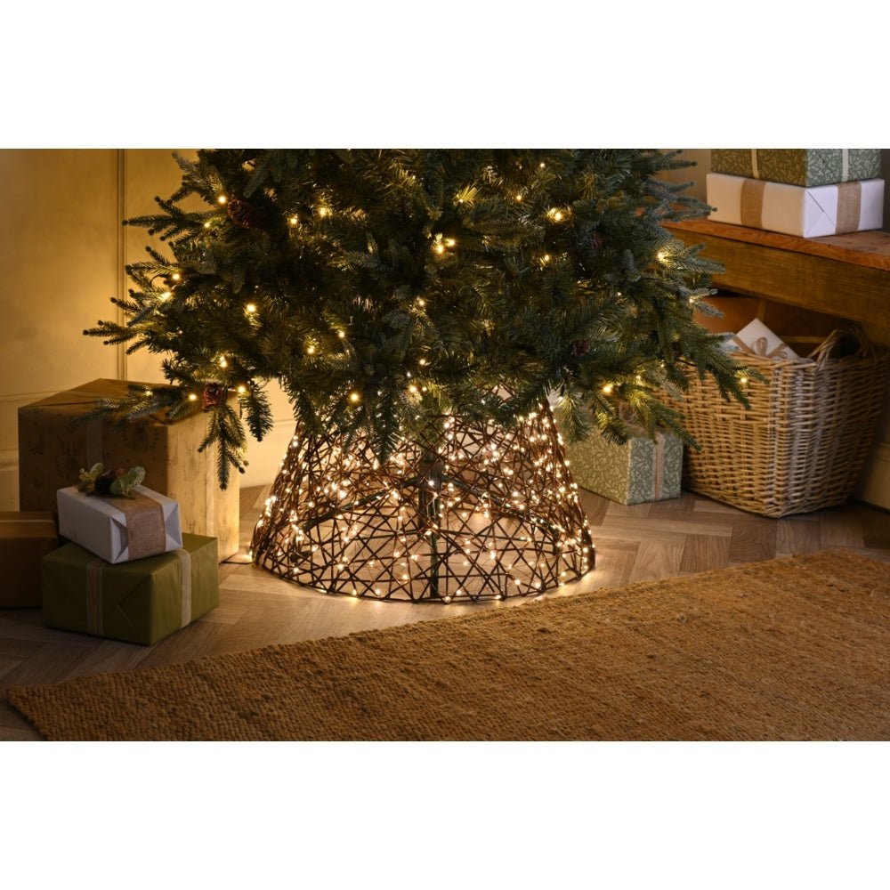 Led Lit Brown Tree Skirt | 70Cm X 50Cm - XMAS TREE STANDS / BAGS / SKIRTS - Beattys of Loughrea