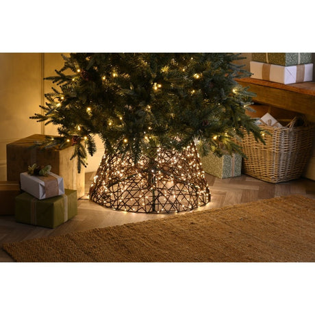 Led Lit Brown Tree Skirt | 70Cm X 50Cm - XMAS TREE STANDS / BAGS / SKIRTS - Beattys of Loughrea