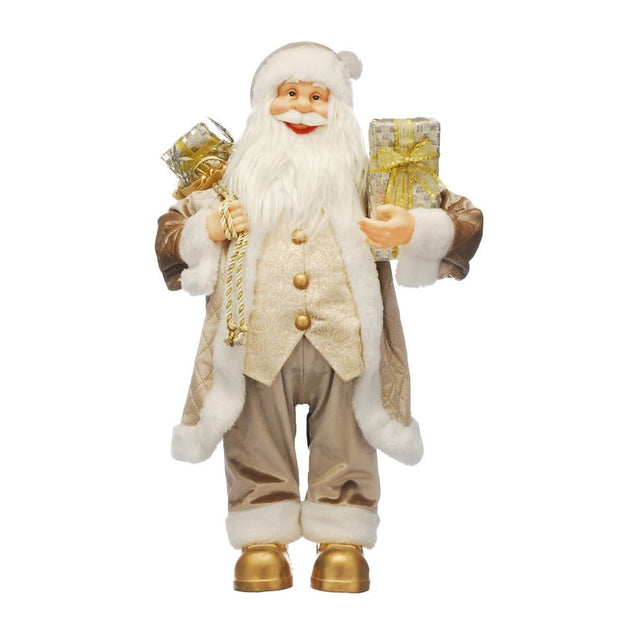 Standing Cream & Gold Santa | 90Cm - XMAS SOFT DECOS - Beattys of Loughrea
