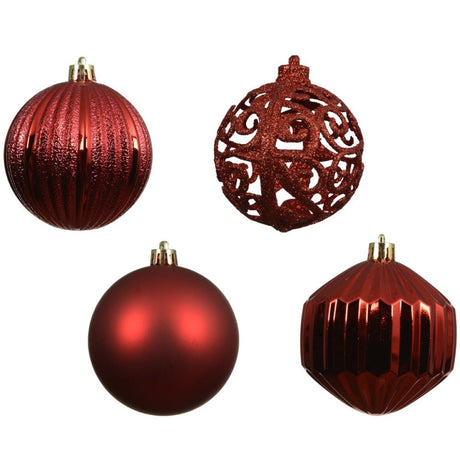 Christmas Red Shatterproof Baubles - Pack Of 16 – A Magical Xmas Addition To Brighten Your Celebrations. - XMAS BAUBLES - Beattys of Loughrea