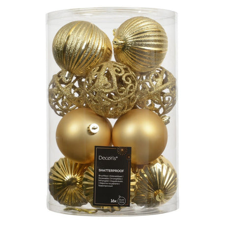 Light Gold Shatterproof Baubles - Pack Of 16 – A Christmas 2025 Favourite To Brighten Your Celebrations. - XMAS BAUBLES - Beattys of Loughrea