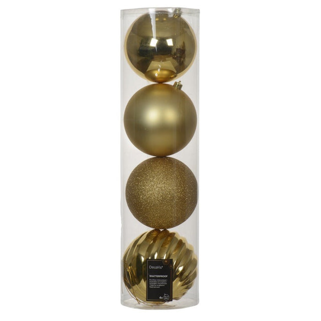 Light Gold Shatterproof Baubles - Pack Of 4 – A Holiday Bestseller To Brighten Your Celebrations. - XMAS BAUBLES - Beattys of Loughrea