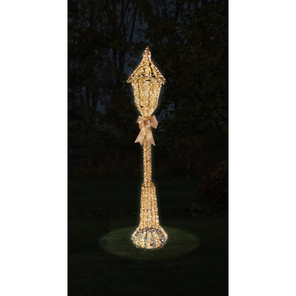 Gold Twist Lamp Post | 230Cm - XMAS LIGHTED OUTDOOR DECOS - Beattys of Loughrea