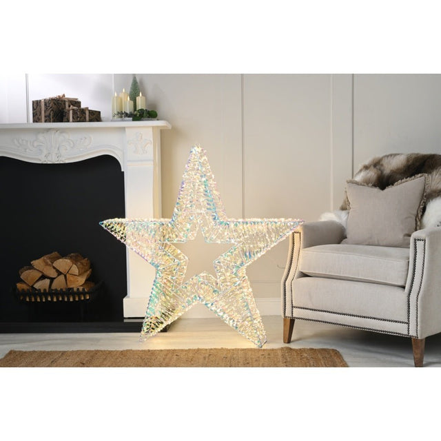 Led Lit Iridescent Star | 100Cm - XMAS LIGHTED OUTDOOR DECOS - Beattys of Loughrea