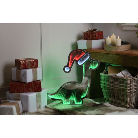 Dinosaur Infinity Light - 60Cm – A Perfect Seasonal Gift To Brighten Your Celebrations. - XMAS ROOM DECORATION LARGE AND LIGHT UP - Beattys of Loughrea