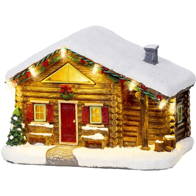 Battery Operated Led Winter Log Cabin - XMAS ROOM DECORATION LARGE AND LIGHT UP - Beattys of Loughrea