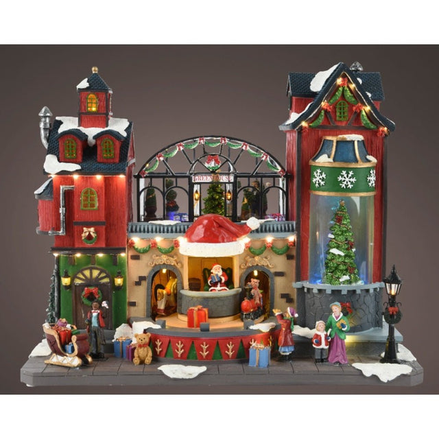 Led Musical Christmas Village Scene With Greenhouse - XMAS ROOM DECORATION LARGE AND LIGHT UP - Beattys of Loughrea