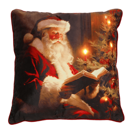 Battery Operated Lit Cushion Santa's Cozy Reading Corner 45 x 45cm - CUSHIONS/COVERS - Beattys of Loughrea