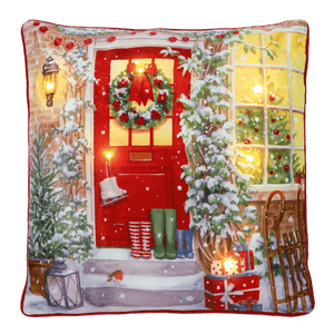 Battery Operated Lit Cushion Christmas Doorstep Magic 45 x 45cm - CUSHIONS/COVERS - Beattys of Loughrea