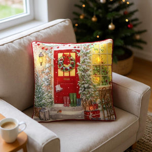 Battery Operated Lit Cushion Christmas Doorstep Magic 45 x 45cm - CUSHIONS/COVERS - Beattys of Loughrea