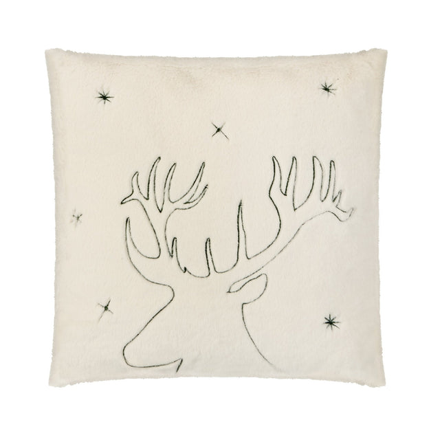 45 x 45cm Faux Fur Cushion with Embroidered Reindeer - CUSHIONS/COVERS - Beattys of Loughrea
