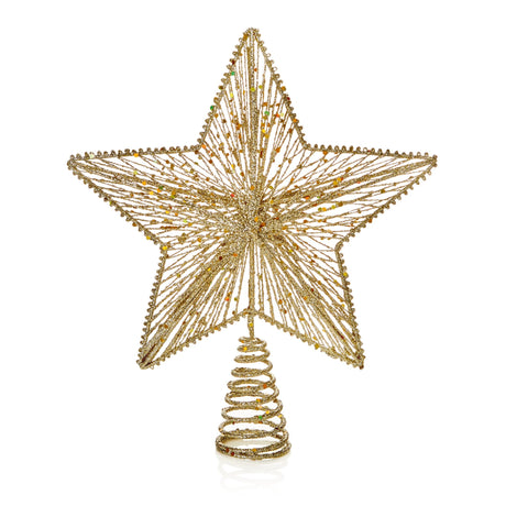 30cm Gold Glitter Star Tree Topper - XMAS DECORATIONS - Beattys of Loughrea