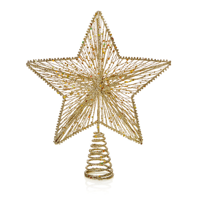 30cm Gold Glitter Star Tree Topper - XMAS DECORATIONS - Beattys of Loughrea