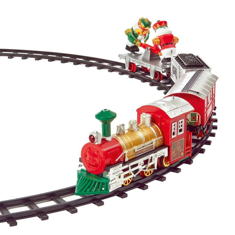 17pc Battery Operated Round The Christmas Tree Train Set - XMAS ROOM DECORATION LARGE AND LIGHT UP - Beattys of Loughrea