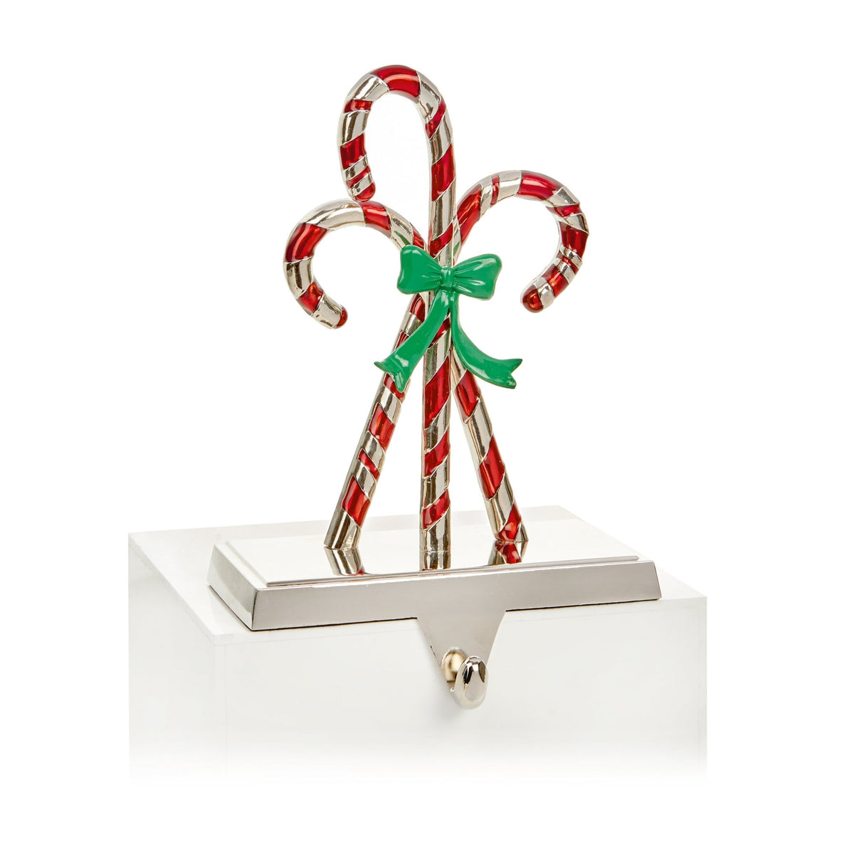17cm Silver Metal Candy Cane with Bow Stocking Hanger - Beattys of Loughrea | www.beattys.ie