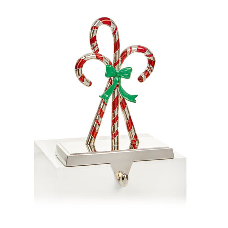 17cm Silver Metal Candy Cane with Bow Stocking Hanger - XMAS ACCESSORIES - Beattys of Loughrea